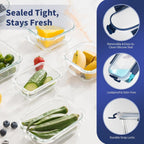 GENICOOK 30 Pieces Glass Food Storage Containers with Snap Locking Lids,Glass Meal Prep Containers Set - Airtight Lunch Containers, Microwave, Oven, Freezer and Dishwasher BLUE