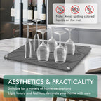 Stone Drying Mat For Kitchen Counter Superb Absorbent Diatomaceous Earth Mats with Non-Slip Feet Quick Dry Stone Dish Drying Pad Dish Pad Multi-Purpose(Flow Line-DarkGrey, 15.7" x 11.8")