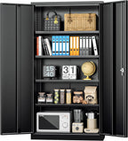 INTERGREAT Metal Storage Cabinets 72” Black Garage Steel Storage Cabinet with Doors and Shelves, Metal Tool Cabinet, Steel File Cabinet for Home Office, Basement, Warehouse, Classroom（Anti Tipping）