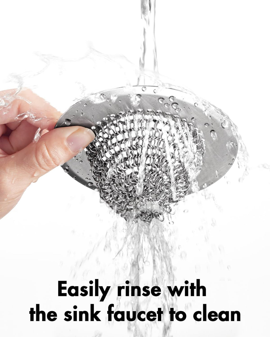 Revolutionary Sink Strainer/Patented Reversible Chain Mesh, Effortless Cleaning & Debris Catcher, Large Capacity, No Clog, 304 Stainless Steel & Rust-Proof/Handmade with Premium Materials