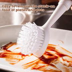 Dish Brush with Handle, 2 Pack Dish Scrub Brush with Built-in Scraper and 2 Pack Grout Brush, Kitchen Brushes for Dishes,Pots, Pans and Sinks