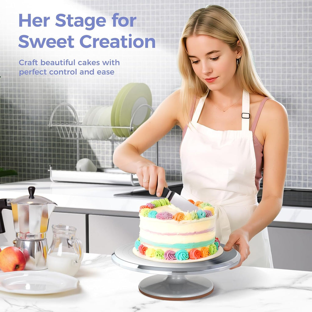 Ohuhu Cake Stand, Aluminium 12''Cake Turntable Decorating Bakery Supplies - BPA-Free Frosting Spinner Rotating Revolving Lazy Susan Mothers Day Gifts