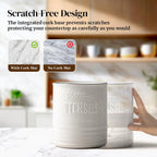DOWAN 7.2″ Extra Large Kitchen Utensil Holder, Farmhouse Utensil Holder for Countertop, Ceramic Utensil Crock with Protection Cork Mat, Utensil Organizer for Kitchen Decor & Housewarming Gift, White