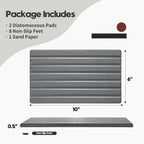 2PCS Water Absorbing Stone Drying Tray Mat for Bathroom Sink & Kitchen Counter Organizer, Quick Dry Dish Soap Dispenser Sponge Holder, Vanity Sink Caddy, Coaster, Dark Gray - 10" x 6"