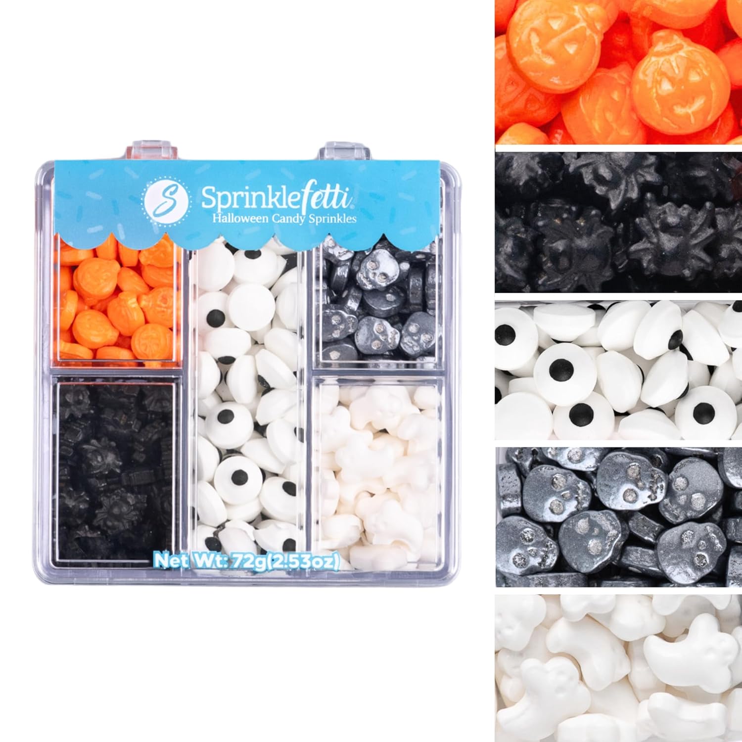 Sweets Indeed Halloween Sprinkles, Candy Eyeballs, Edible Eyes, Assorted Variety Tacklebox, Perfect for Cake Decorations, Baking, Ice Cream, Cookies, Cupcake Topper, 2.53 ounces (Halloween Tacklebox)
