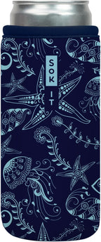 Sok It CanSok Sleeve for Beer & Soda Insulated Neoprene Cover (Ocean Oasis, 12oz Slim Can Sleeve)