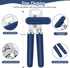 10 Colors Can Opener Manual Handheld Heavy Duty Hand Can Opener Smooth Edge Stainless Steel Can Openers Top Lid Kitchen Gadgets, Best Large Rated Easy Turn Knob, with Bottle Opener, Navy Blue