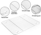 Stainless Steel Baking Sheet Tray Cooling Rack with Silicone Baking Mat Set, Cookie Pan with Cooling Rack, Set of 9 (3 Sheets + 3 Racks + 3 Mats), 10/12/16 Inch, Easy Clean