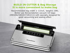 Bonsenkitchen Vacuum Sealer Machine, Stainless Steel Food Sealer Vacuum Sealers with 30 Bags & 1 Roll, 5 Food Vacuum Modes, Built-in Cutter & Bag Storage (Silver Black)