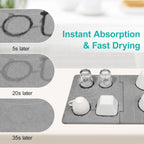 Luxspire Large Stone Drying Mat for Kitchen Counter 24"x16"- Fast-Absorbing Dish Drying Mat Non-Slip Drying Pad for Dishes, Utensils, Cups Waterproof Counter Protector for Kitchen Bathroom, Dark Gray