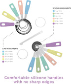 Measuring Cups and Measuring Spoons Set of 14 - Stainless Steel Measuring Cups and Spoons Set, Includes 1/8 Teaspoon Measuring Spoon, 1/8 Cup Measuring Cup, Leveler Dry (14,Cotton Candy)