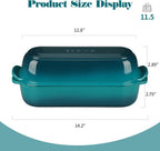 Enameled Cast Iron Loaf Pan with Lid, Dutch Oven for Homemade Bread Baking, 12.5x5.5 inch, 5Qt, Darkcyan