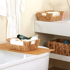 Water Hyacinth Wicker Basket 2 Pack With Handles - Pantry Storage and Organization, Handmade Large Natural Baskets for Organizing