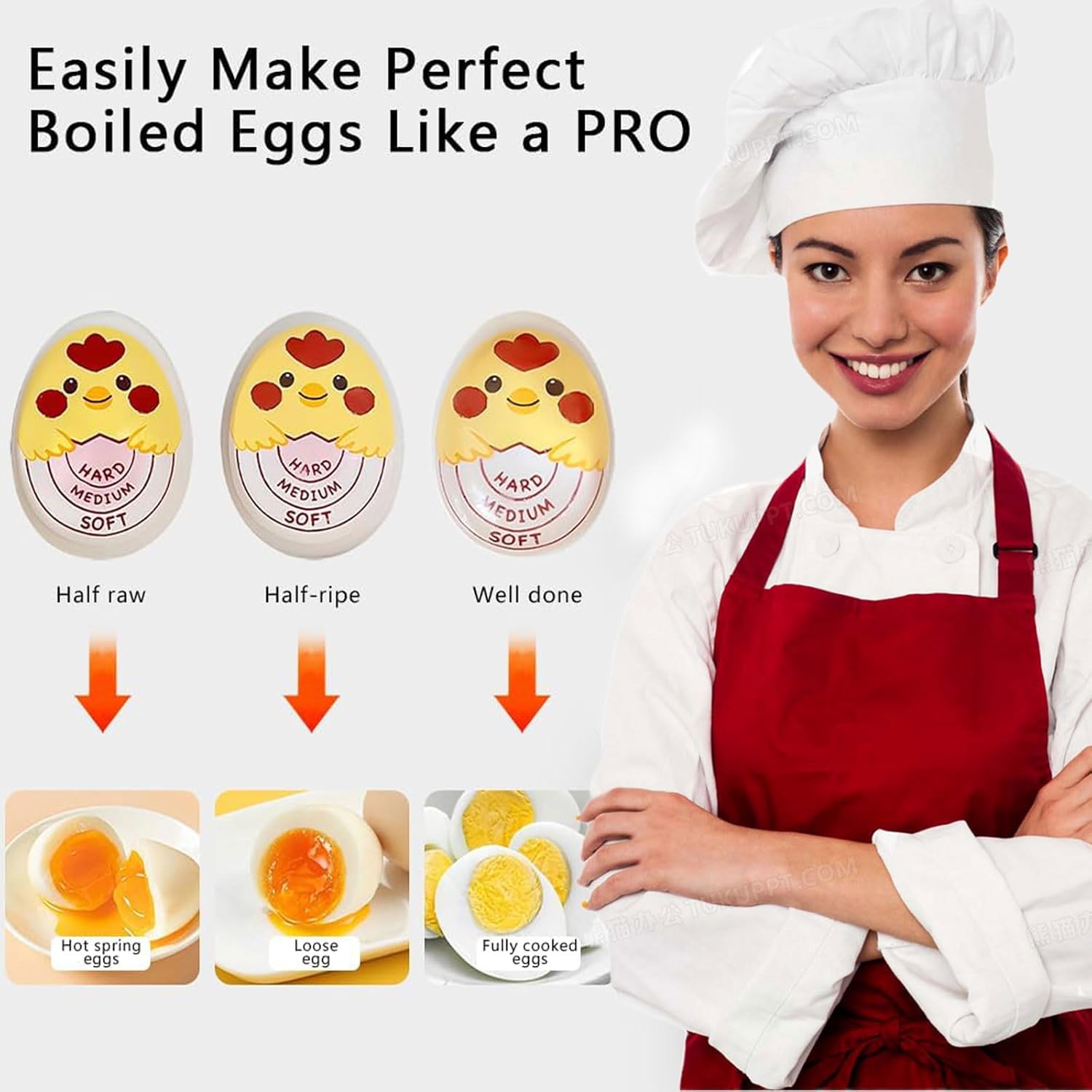 Creative kitchen Tools 3 in 1 Egg Slicer Set with (Hemisect/Slice/Petal) Great for Sandwiches Salads and Hors d'Oeuvres + Egg timer Spa Egg runny egg timer Perfect for Boiling Eggs - Hard Medium Soft