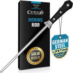 Cutluxe Honing Rod, Knife Sharpener Rod – 10" Honing Steel – Ergonomic Handle Design – Artisan Series
