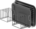 Kitchen Cabinet Organizer, Steel Cookware Holder, Divided Holder with 5 Slots for Skillets Baking Tray and Chopping Board Rack - Baking Pan Holder Storage (2 PCS)