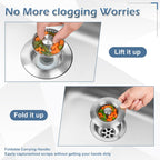 3 in 1 Kitchen Sink Drain Strainer ，304 Stainless Steel Kitchen Sink Stopper and Basket,Long-Term Water Storage，Bass Bounce Core，General，Filter for Standard 3-1/2 inch Drain