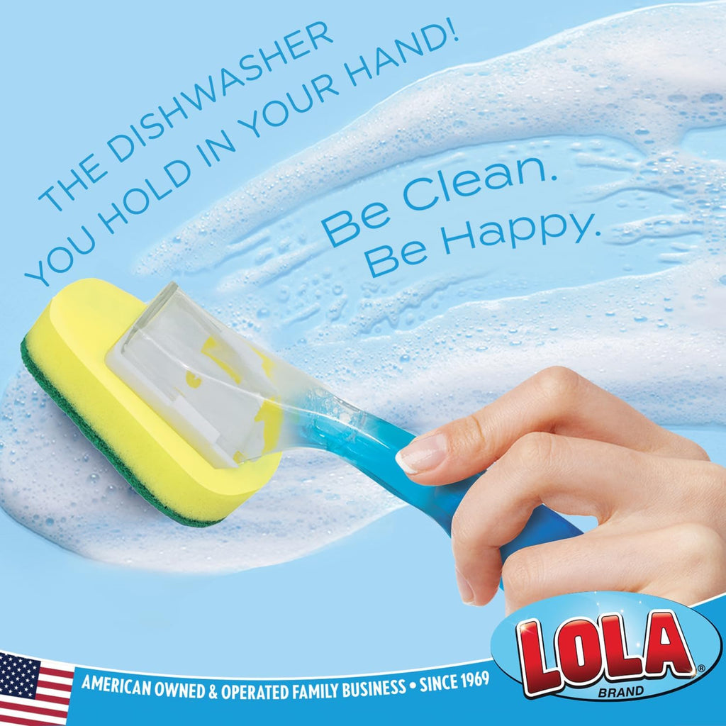 Lola Products Soap Dispenser Dish Wand Sponge Head Refills, Super Absorbent Scrubber, Non-Scratch, for Cleaning Dishes, Sinks and Cookware, 2 Pack