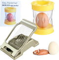 Egg Slicer for Hard Boiled Eggs, Heavy Duty Metal Stainless Steel Aluminum Alloy Egg Cutter for Egg Strawberry Mushroom Hot Dog Soft Fruit Kitchen Tool (Peeler+Slicer (Yellow & Gold))
