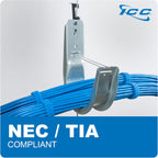 ICC Batwing J Hook 4” with Retainer Clip - Galvanized Steel Cable Management Hooks for Hanging Cable to Hanger Wire and Threaded Rod - Rust-Resistant, EIA and TIA Compliant - 4 Inch 25 Pack