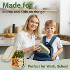 Silicone Bento Box Lunch Box for Adults, Lunch Food Container with 3 Compartment, BPA-Free and Leakproof, Microwave & Dishwasher Safe (Green)