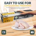 PAMI 24"X2000ft Clear Plastic Cling Wrap for Food, Bulk Commercial Food Wrap with Dispenser, Bpa-Free, Microwave & Freezer Safe