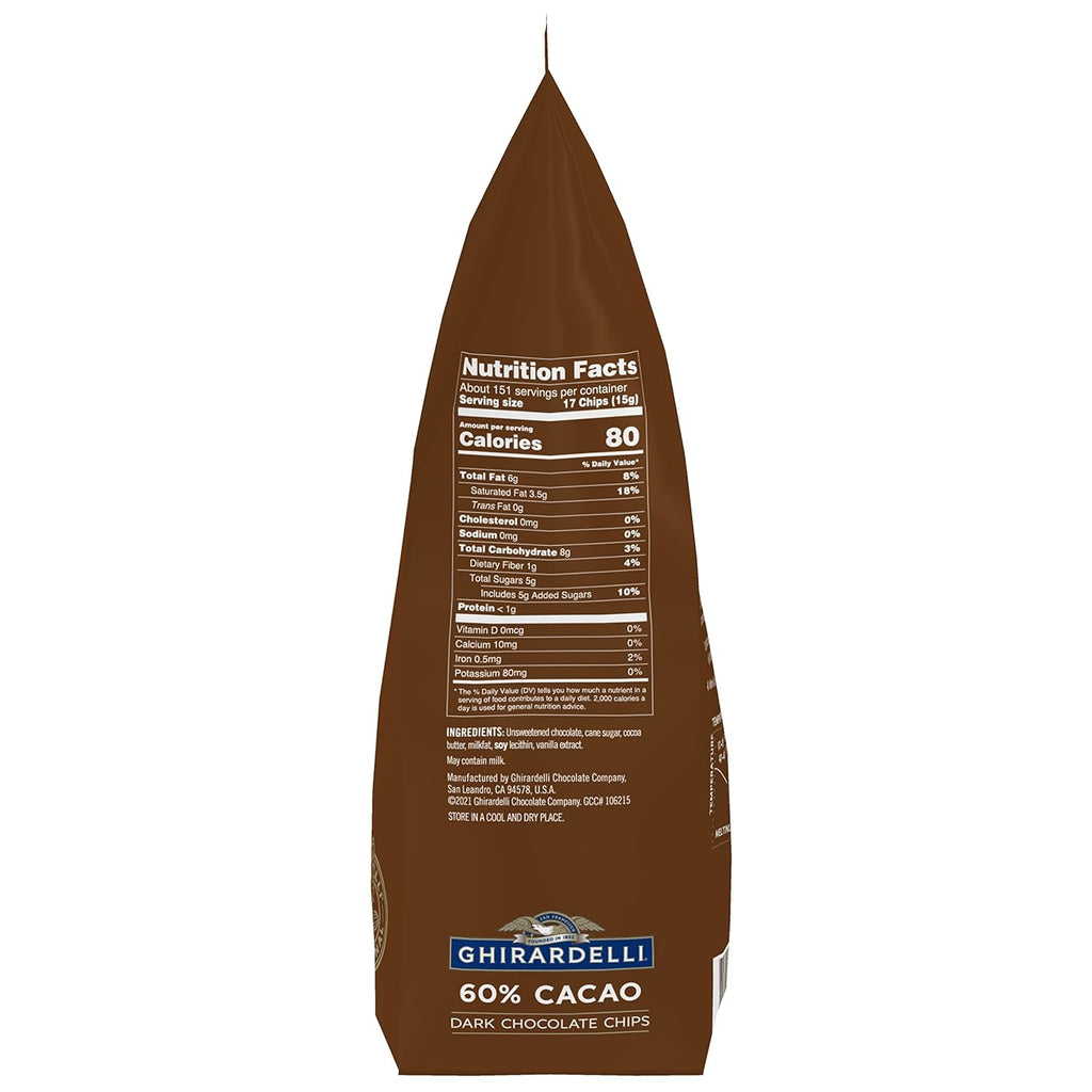Ghirardelli Chocolate Company 60% Cacao Dark Chocolate Chips, 5lb (Pack of 2)