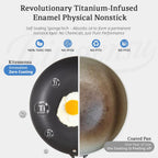 KITESSENSU Titanium Non Stick Frying Pan 8' - Deep Enameled Cast Iron Skillet - Cast Iron Pan for Compatible With All Stovetops - Gradual Cobalt Blue