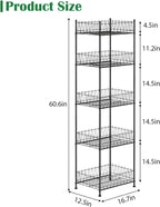 5 Tier Water Bottle Storage Rack Freestanding Metal Water Bottle Holder Shelf Organizer Drink Beverage Soda Can Organizer Storage Rack Bottled Water Stand for Floor Pantry Kitchen Food Storage, Black