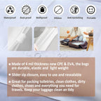 (20 pcs, 4 Sizes) Travel Luggage Organizer Bags, 4 Mil Slider Zip Plastic Clothing Packaging Bags, Travel/Home Storage and organizing pouches, Space Saver Bag (6''x9''-14‘’x18'')