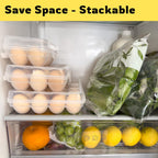 Egg Holder Camping, Egg Holder for Fridge, Portable Egg Tray with Lid, Stackable Egg Storage with Safety Buckle, 6 Grid Egg Container, Clear White