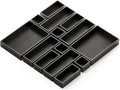 SpaceAid 14-Piece Bamboo Drawer Organizer Storage Boxes Set, Wood Tray Junk Drawer Organizers Multi-Use Divider Bins for Kitchen, Bathroom, Office Desk and Makeup Organization (14 Pack, Black)