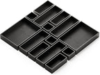 SpaceAid 14-Piece Bamboo Drawer Organizer Storage Boxes Set, Wood Tray Junk Drawer Organizers Multi-Use Divider Bins for Kitchen, Bathroom, Office Desk and Makeup Organization (14 Pack, Black)