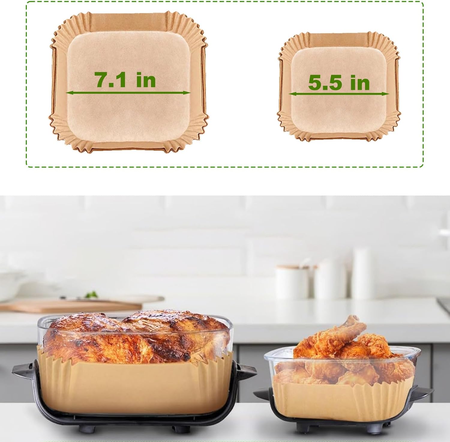 Air Fryer Liners for Ninja Crispi Air Fryer, Ninja Crispi Accessories for Ninja Crispy, 150Pcs Ninja Glass Air Fryer Liners, Crispi Air Fryer Parchment Paper Liners, Ninja Kitchen Appliances