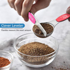 Wildone 14 Piece Stainless Steel measuring spoons Set, Including 8 Double Sided Magnetic, 1 Leveler and 5 Mini, for Dry and Liquid Ingredients, Fits in Spice Jar