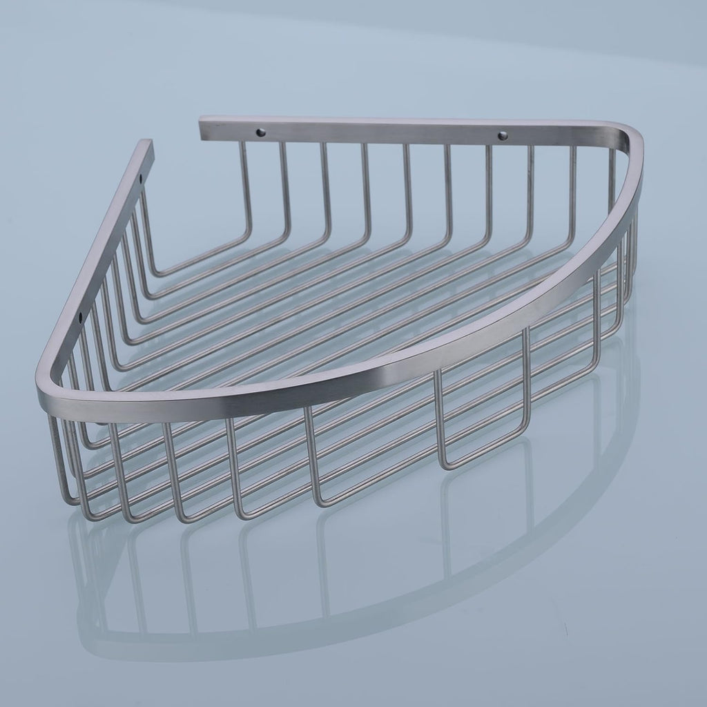 304 Stainless Steel Shower Caddy Corner Basket Shelf Bathroom Organizer Wall Mounted Storage, Brushed Nickel