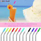 36PCS 12 Colors Food-Grade Metal Straws Reusable Silicone Tips,Only Fit Diameter 0.32In- 8mm Stainless Steel Straws, BPA Free, Eco-Friendly