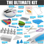 Cake Decorating Supplies Kit - Cake Turntable Set with 48 Icing Piping Tips, 20 Disposable Pastry Bags, 2 Couplers, Baking Tools for Beginners