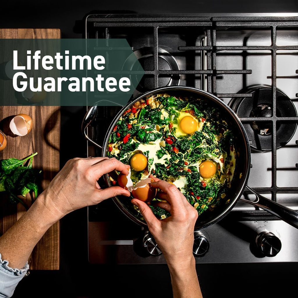 HexClad Hybrid Nonstick 3.3-Quart Deep Sauté Pan with Tempered Glass Lid, Stay-Cool Handle, Dishwasher-Friendly, Oven-Safe Up to 900°F, Induction Ready, Compatible with All Cooktops