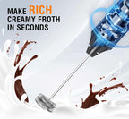Milk Frother-Handheld Electric Whisk for Coffee, Latte, Matcha, and Hot Chocolate (Plastic body-Built in 1200mAh lithium battery, USB rechargeable) Drink Mixer Handheld, Lightweight & Portable