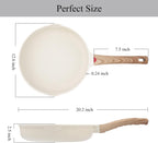 Vinchef Nonstick Frying Pan Anti Scratch,12.5 Inch Skillet Cast Aluminum Cookware, Induction Compatible White