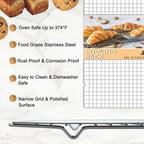15.8”×9.8” Cooling Rack, 3P Stainless Steel Baking Rack, Oven Safe Cooling Racks for Cooking and Baking, Silver Roasting Rack & Wire Rack & Cookie Cooling Rack for Roasting, Grilling, Drying