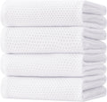Homaxy 100% Cotton Oversized Waffle Weave Kitchen Dish Towels, Ultra Soft Absorbent Quick Drying Cleaning Towel, 20 x 28 Inches, 4-Pack, White