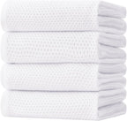 Homaxy 100% Cotton Oversized Waffle Weave Kitchen Dish Towels, Ultra Soft Absorbent Quick Drying Cleaning Towel, 20 x 28 Inches, 4-Pack, White