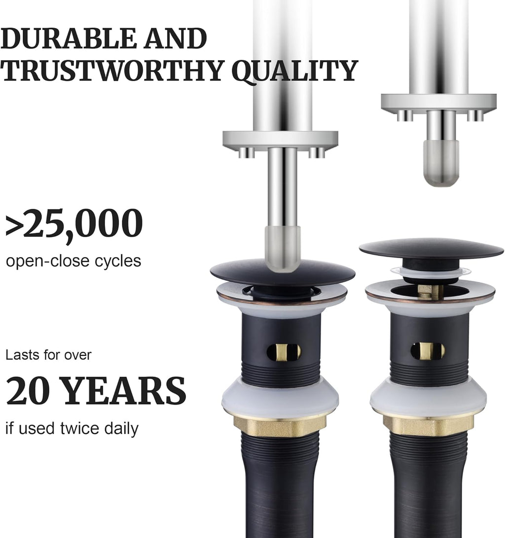 Pop up Sink Drain Stopper with Overflow Oil Rubbed Bronze for Bathroom Vessel Vanity Sink Art Basin，Big Cap Sink Drain with Overflow, Metal Pop-up Drain Strainer with Detachable Basket Stopper