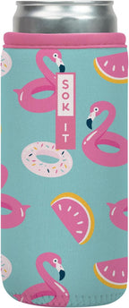 Sok It CanSok Sleeve for Beer & Soda Insulated Neoprene Cover (Poolside Perfection, 12oz Slim Can Sleeve)