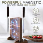 Magnetic Knife Block with Acacia Wood Cutting Board - Large 15.5x10.5x0.75In Magnetic Knife Block Set with Chopping Board Knife Holder Charcuterie Display Storage Organizer for Kitchen Counter