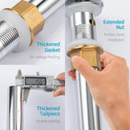 KAIYING Pop Up Drain, Bathroom Sink Drain Stopper with Overflow, Vessel Sink Drain Assembly with Detachable Basket Stopper, Anti-Explosion and Anti-Clogging Drain Strainer (Chrome)