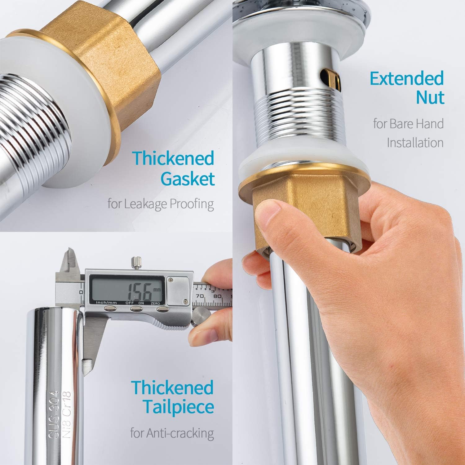 KAIYING Pop Up Drain, Bathroom Sink Drain Stopper with Overflow, Vessel Sink Drain Assembly with Detachable Basket Stopper, Anti-Explosion and Anti-Clogging Drain Strainer (Chrome)