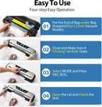 Vacuum Sealer Machine, with Starter Kit and 2-Year Warranty, Beelicious Automatic Air Sealing for Food Storage, Build-in Cutter, Moist Mode, EXT-VAC